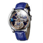 PINDU Design Man Wristwatch Transparent Hollow Design Celestial Roulette Quartz Watches Water Resistant Leather Men's Watch Box