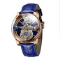 PINDU Design Man Wristwatch Transparent Hollow Design Celestial Roulette Quartz Watches Water Resistant Leather Men's Watch Box